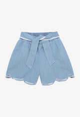 Chloé Kids Girls Embroidered Denim Shorts Blue CHC20079-ADE/O_CHLOE-Z10