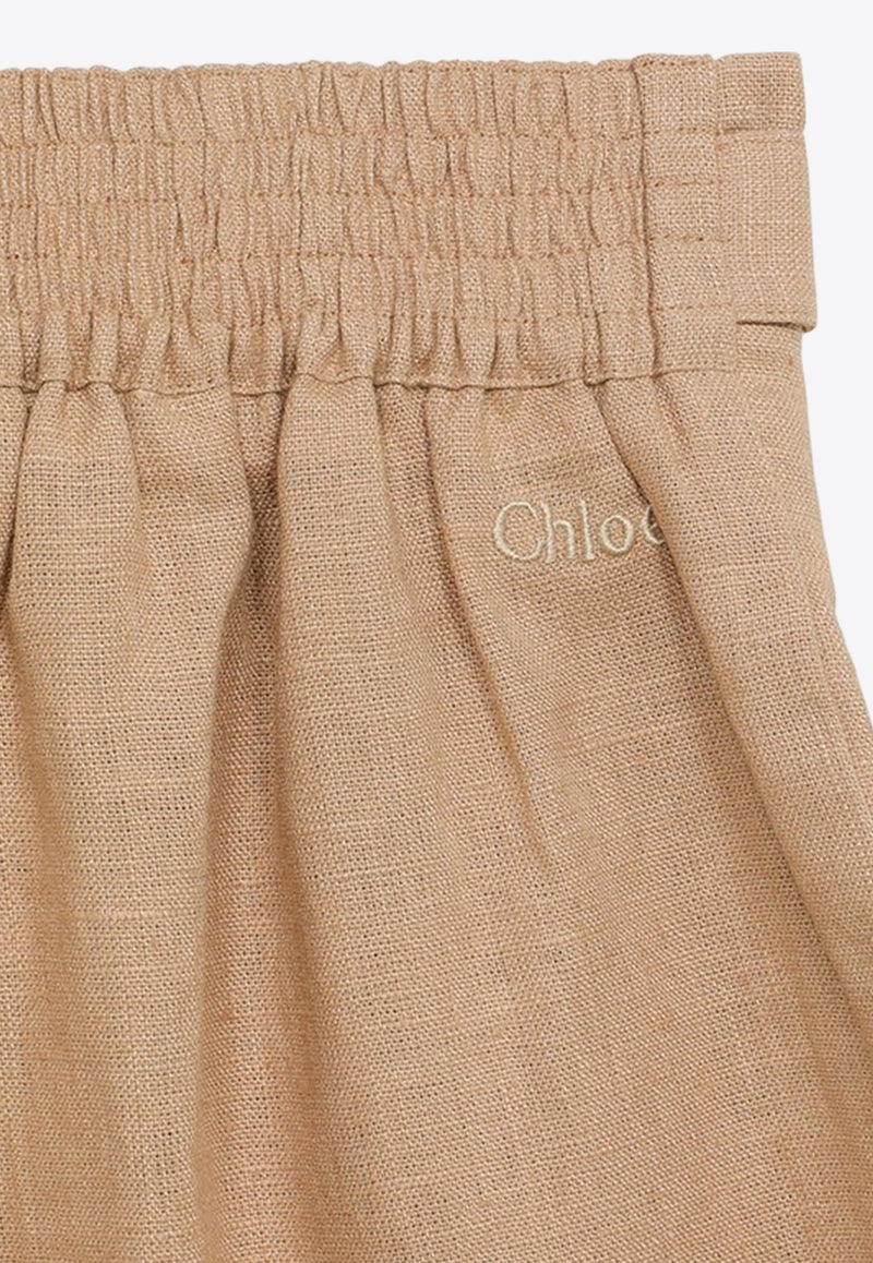 Chloé Kids Girls Wide-Leg Pants with Bow Detail Beige CHC20080-BLI/O_CHLOE-133
