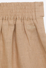 Chloé Kids Girls Wide-Leg Pants with Bow Detail Beige CHC20080-CLI/O_CHLOE-133