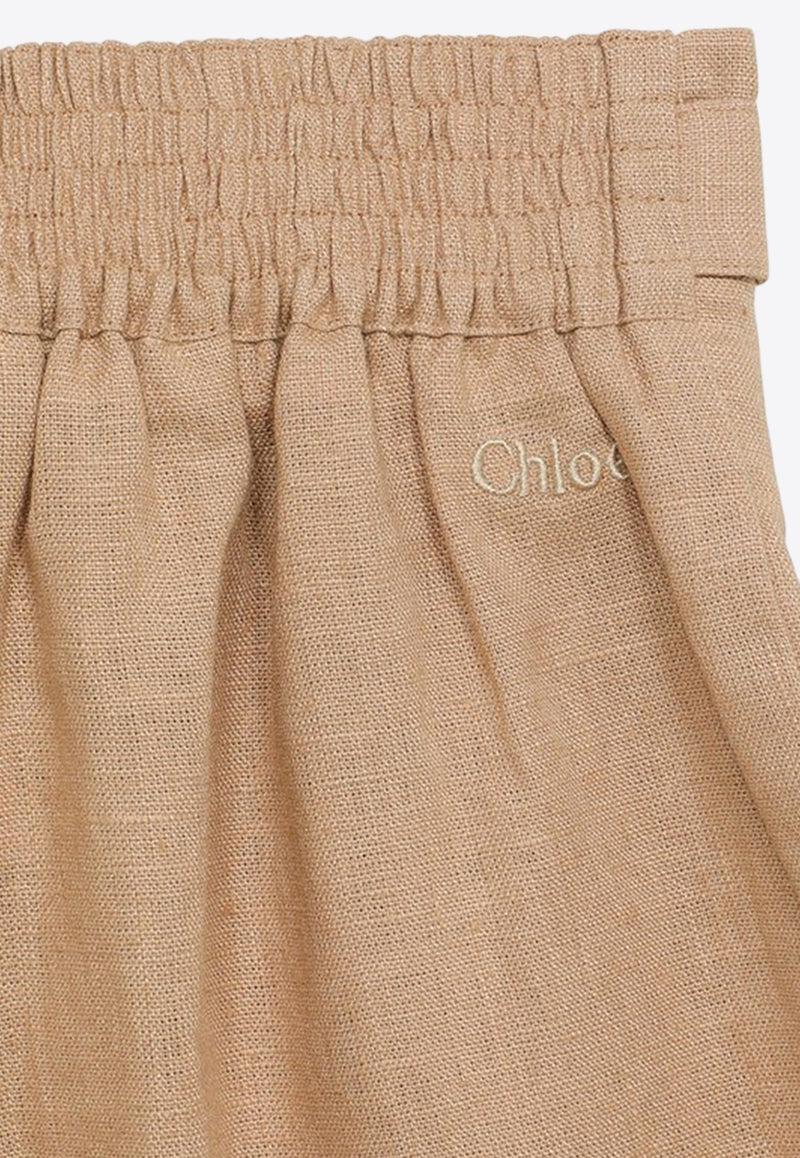 Chloé Kids Girls Wide-Leg Pants with Bow Detail Beige CHC20080-CLI/O_CHLOE-133