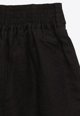 Chloé Kids Girls Wide-Leg Pants with Bow Detail Black CHC20080-CLI/O_CHLOE-859