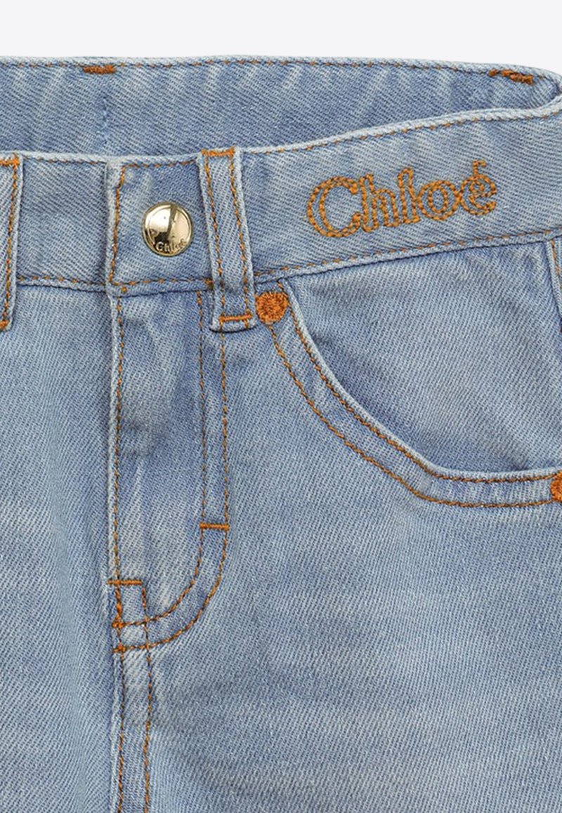 Chloé Kids Girls Washed-Effect Jeans Blue CHC20082-ADE/O_CHLOE-Z04