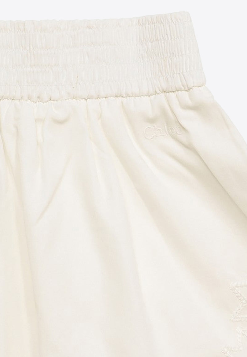 Chloé Kids Girls Logo Embroidered Mini Shorts White CHC20089-BCO/O_CHLOE-117