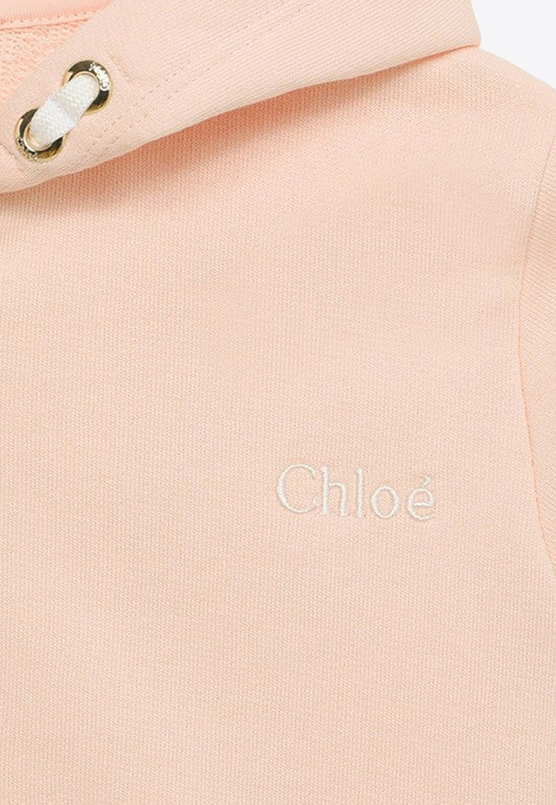 Chloé Kids Girls Zip-Up Hooded Sweatshirt with Eyelet Detail Pink CHC20094-BCO/O_CHLOE-45F