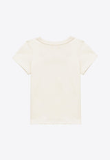Chloé Kids Girls Logo Embroidered Crewneck T-shirt White CHC20110-ACO/O_CHLOE-117