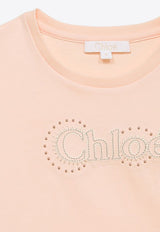 Chloé Kids Girls Logo Cropped T-shirt Pink CHC20114-BCO/O_CHLOE-45F
