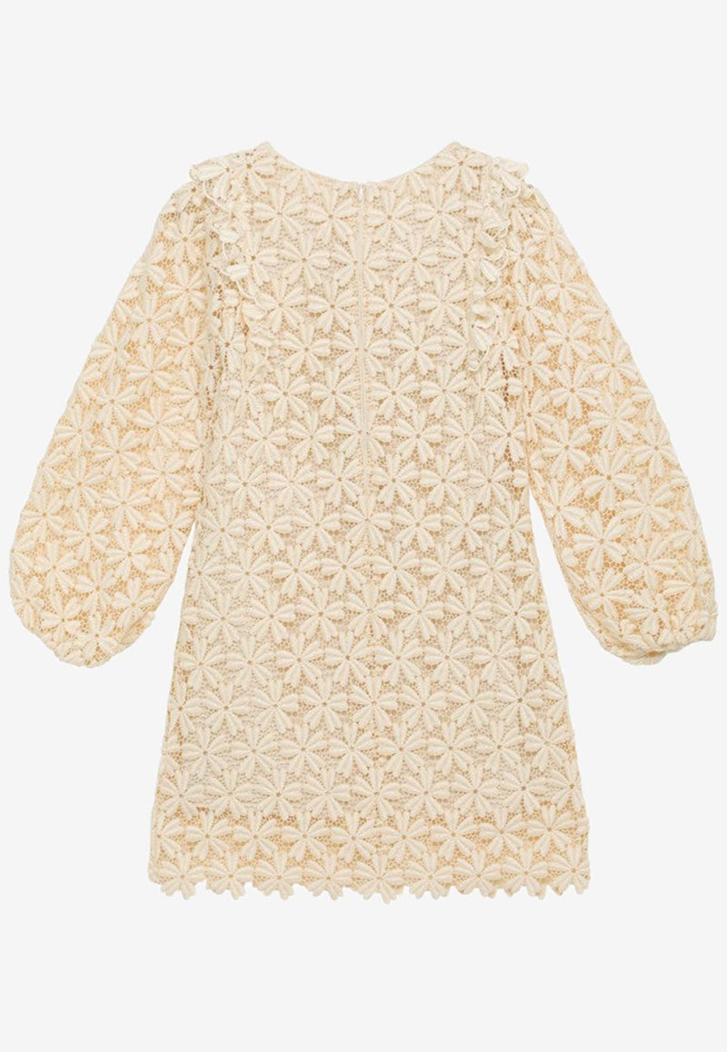 Chloé Kids Girls Floral Lace Dress Cream CHC20127CO/O_CHLOE-148