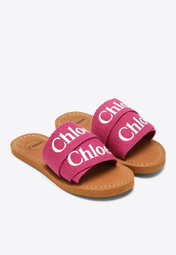 Chloé Kids Woody Logo-Detailed Flat Sandals Pink CHC20136PL/O_CHLOE-49L