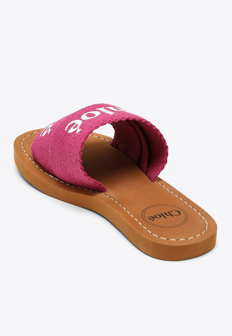 Chloé Kids Woody Logo-Detailed Flat Sandals Pink CHC20136PL/O_CHLOE-49L