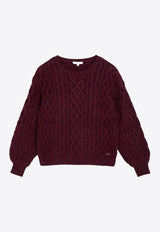 Chloé Kids Girls Cable Knit Wool Sweater CHC20238-AWO/P_CHLOE-95D CHC20238-AWO/P_CHLOE-95D_621-6