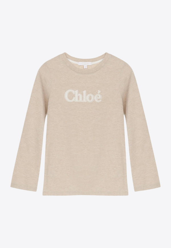 Chloé Kids Girls Long-Sleeved Logo T-shirt CHC20253-ACO/P_CHLOE-C03 CHC20253-ACO/P_CHLOE-C03_621-4