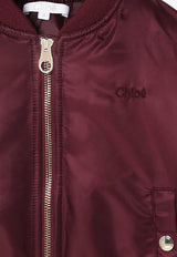 Chloé Kids Girls Nylon Bomber Jacket  CHC20265-BNY/P_CHLOE-95D CHC20265-BNY/P_CHLOE-95D_621-12