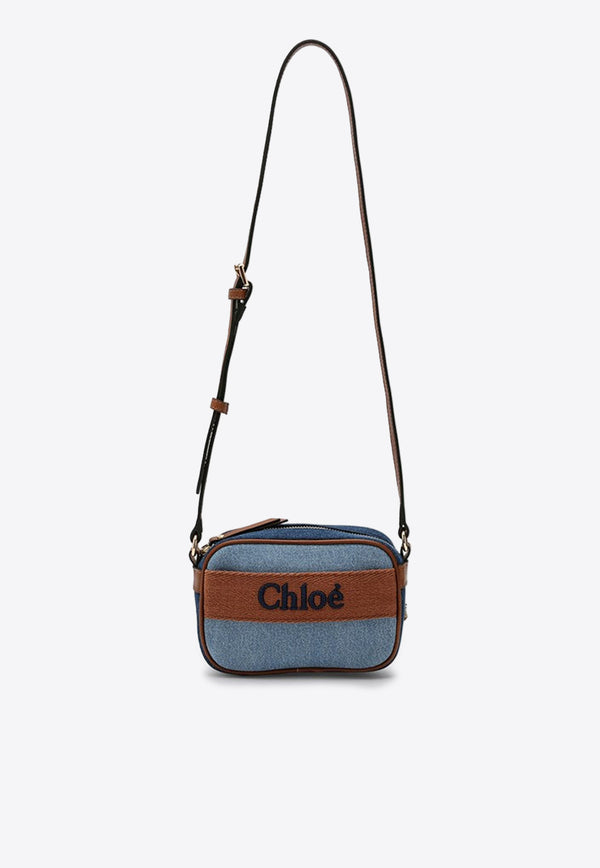 Chloé Logo Embroidered Denim Shoulder Bag Denim CHC20276CO/P_CHLOE-Z10