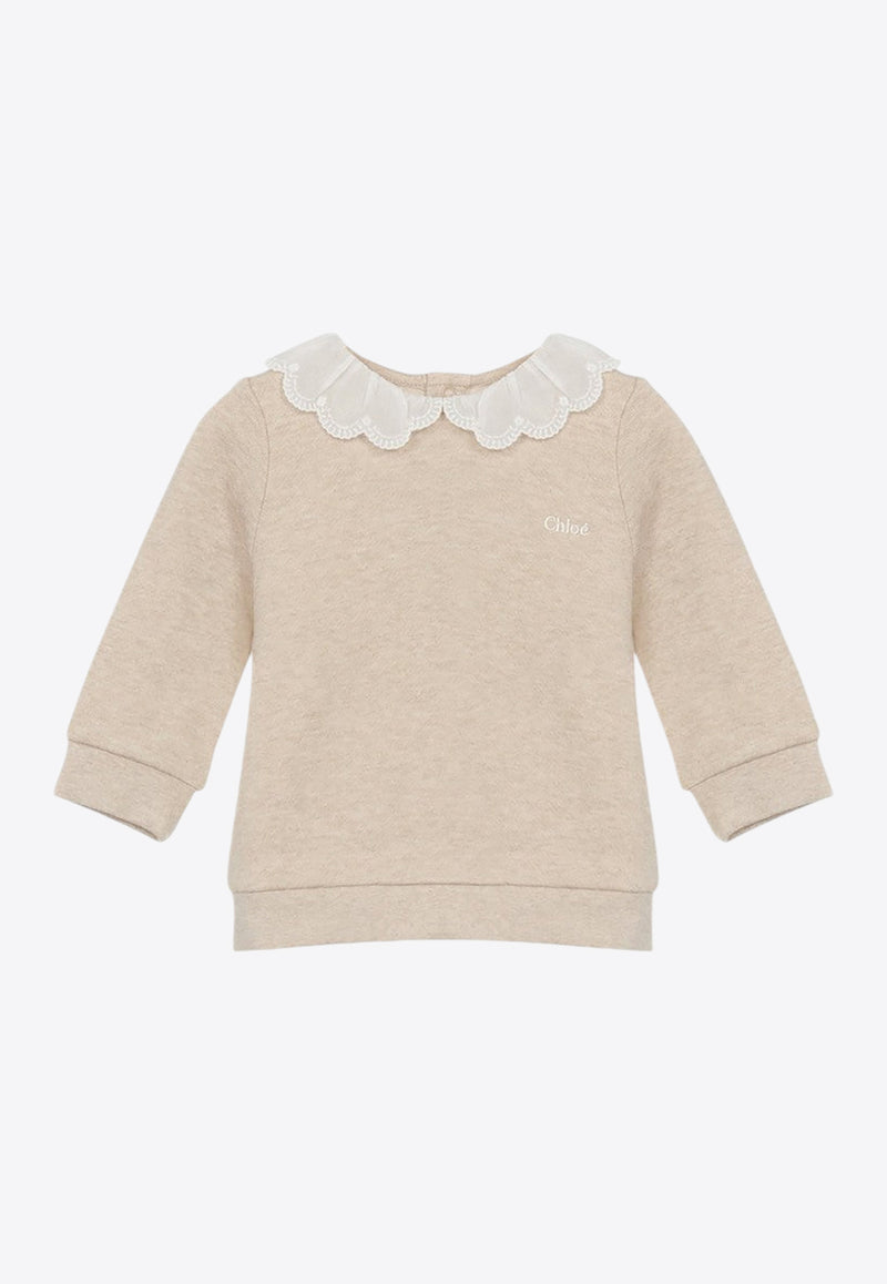 Chloé Kids Girls Wavy Collar Sweater CHC20310-BCO/P_CHLOE-C03 CHC20310-BCO/P_CHLOE-C03_622-2A