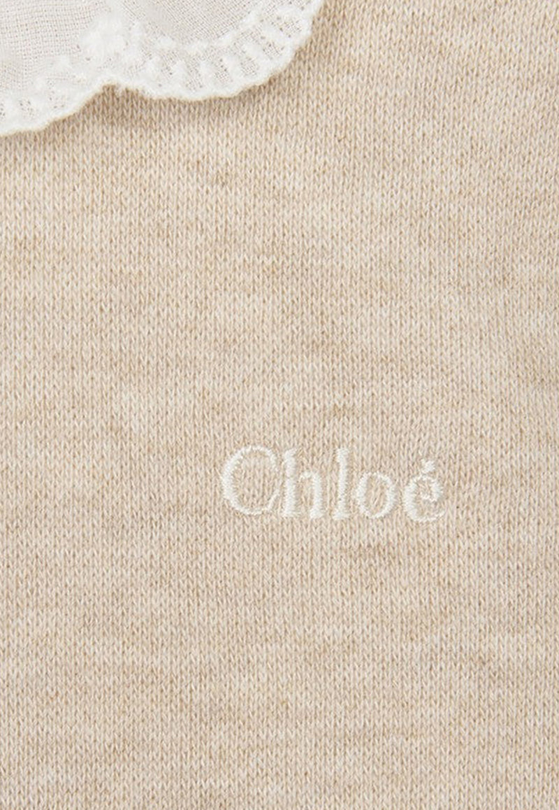 Chloé Kids Girls Wavy Collar Sweater CHC20310-BCO/P_CHLOE-C03 CHC20310-BCO/P_CHLOE-C03_622-2A