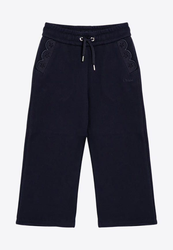 Chloé Kids Girls Drawstring Track Pants with Lace Inserts CHC20363-ACO/P_CHLOE-859 CHC20363-ACO/P_CHLOE-859_621-4