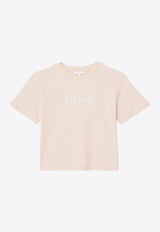 Chloé Kids Girls Logo Embroidered T-shirt Pink CHC20366-ACO/P_CHLOE-45K