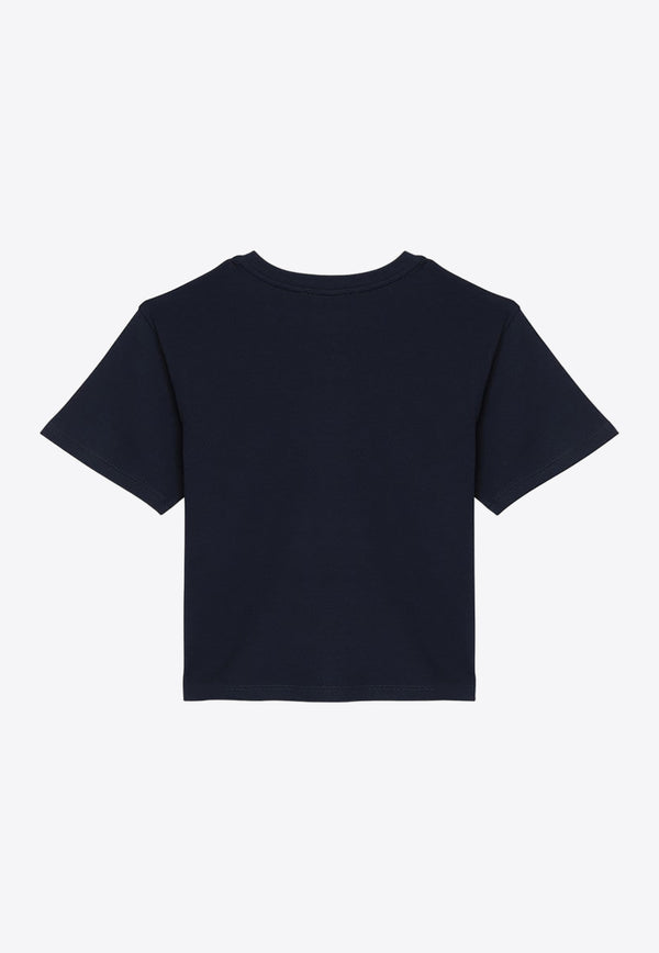 Chloé Kids Girls Logo Embroidered T-shirt Blue CHC20366-ACO/P_CHLOE-859