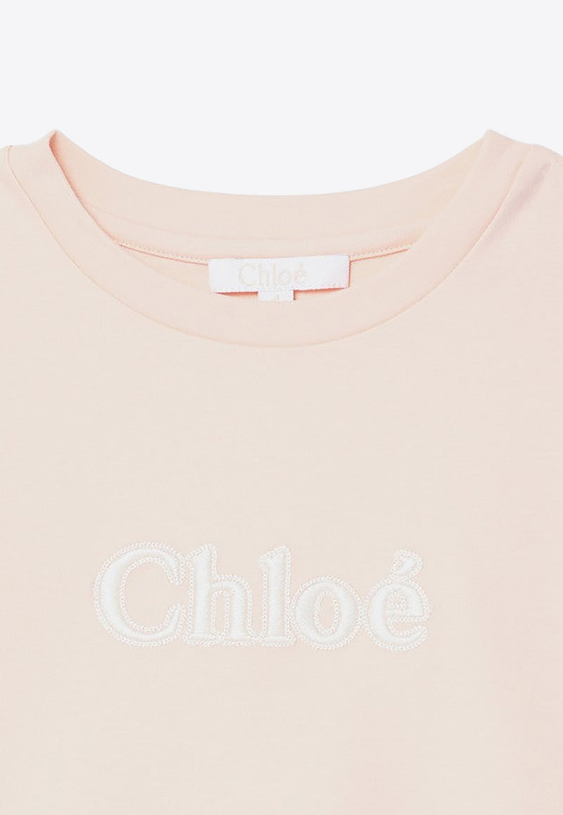 Chloé Kids Girls Logo Embroidered T-shirt Pink CHC20366-BCO/P_CHLOE-45K