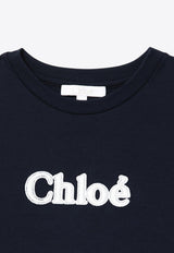 Chloé Kids Girls Logo Embroidered T-shirt Blue CHC20366-BCO/P_CHLOE-859