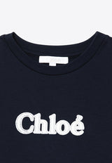 Chloé Kids Girls Logo Embroidered T-shirt Blue CHC20366-CCO/P_CHLOE-859