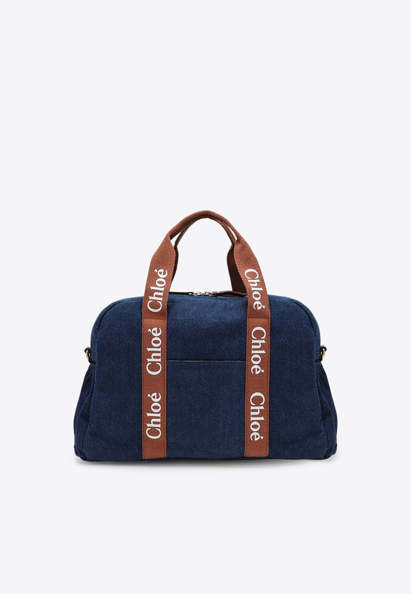 Chloé Kids Logo Patch Denim Baby Changing Bag  CHC20376CO/P_CHLOE-Z10 CHC20376CO/P_CHLOE-Z10_100-U