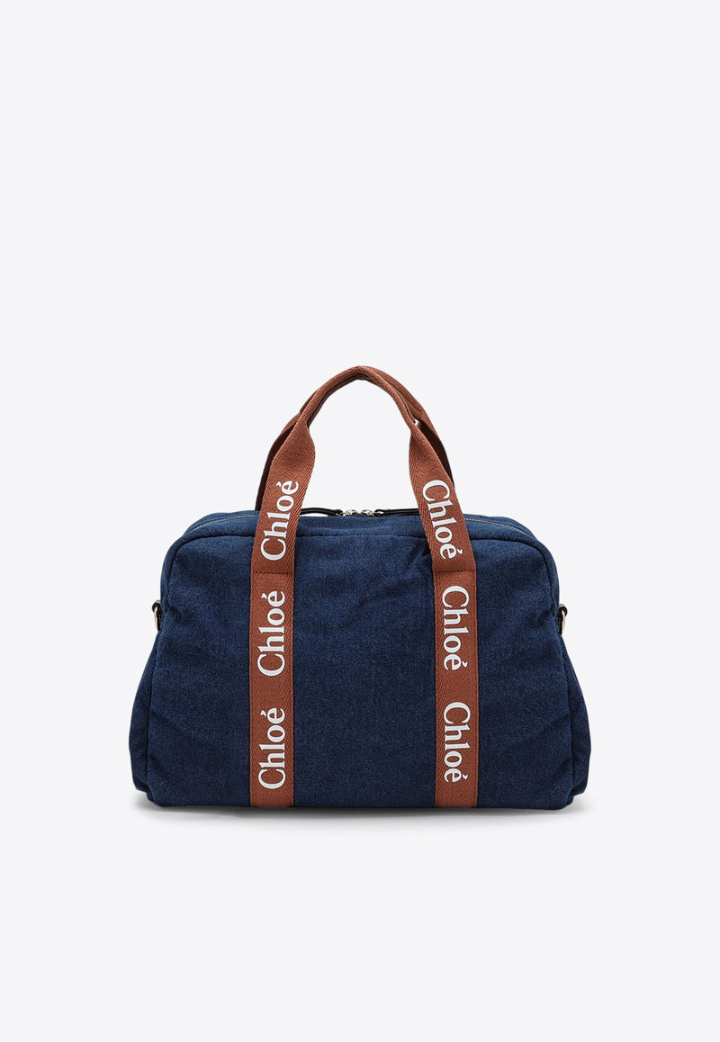 Chloé Kids Logo Patch Denim Baby Changing Bag  CHC20376CO/P_CHLOE-Z10 CHC20376CO/P_CHLOE-Z10_100-U