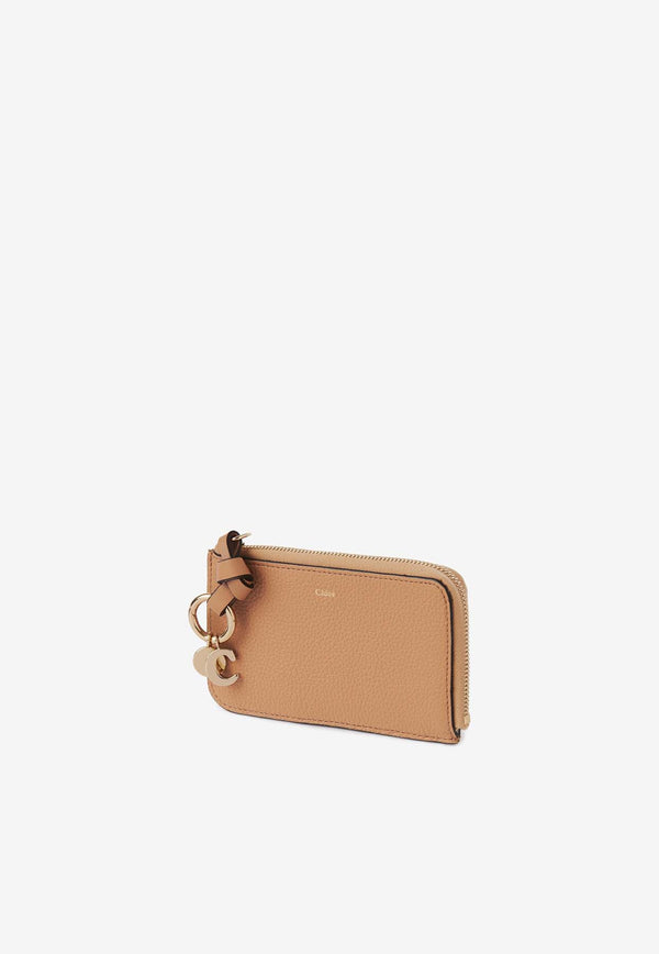 Chloé Alphabet Zip Cardholder in Grained Leather Beige CHC21WP716F5726X Light Tan