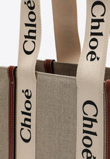 Chloé Medium Woody Logo Tote Bag Beige CHC22AS383I26/P_CHLOE-90U