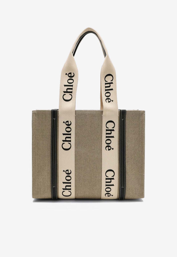 Chloé Medium Woody Logo Tote Bag White CHC22AS383I26/P_CHLOE-91J