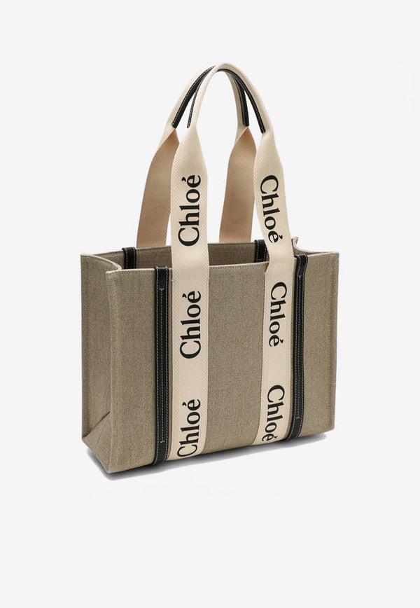 Chloé Medium Woody Logo Tote Bag White CHC22AS383I26/P_CHLOE-91J