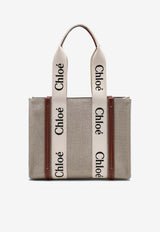 Chloé Medium Woody Canvas Tote Bag Beige CHC22AS383I26/S_CHLOE-90U