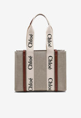 Chloé Medium Woody Canvas Tote Bag Beige CHC22AS383I26/S_CHLOE-90U