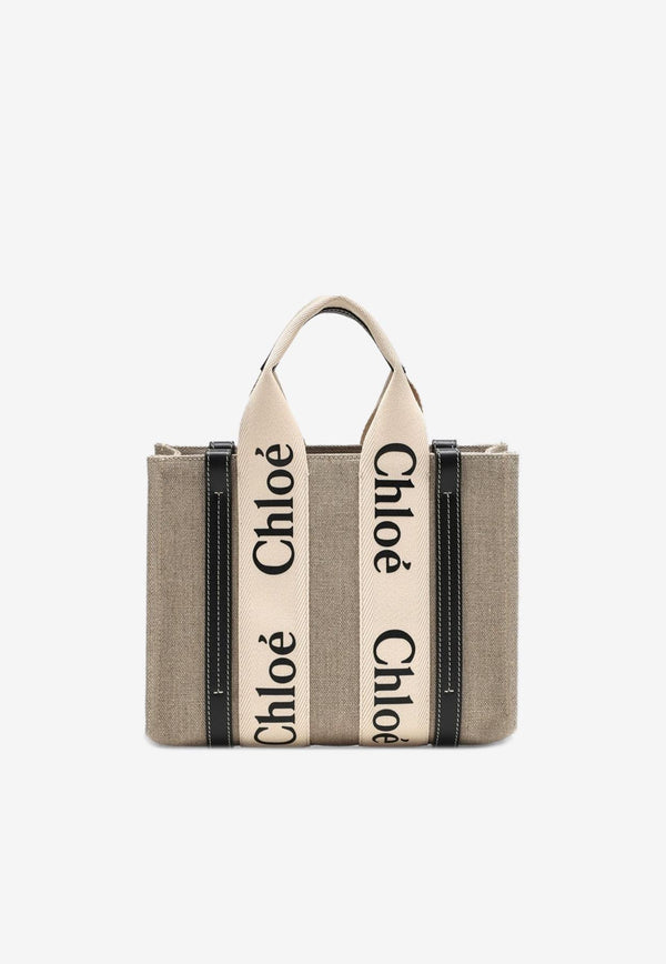 Chloé Small Woody Canvas Tote Bag Beige CHC22AS397I26/R_CHLOE-91J