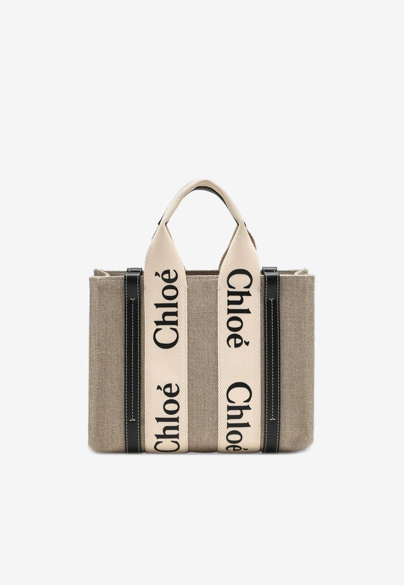 Chloé Small Woody Canvas Tote Bag Beige CHC22AS397I26/R_CHLOE-91J