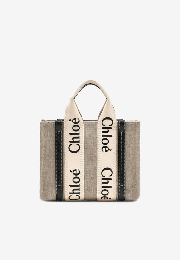 Chloé Small Woody Canvas Tote Bag Beige CHC22AS397I26/R_CHLOE-91J
