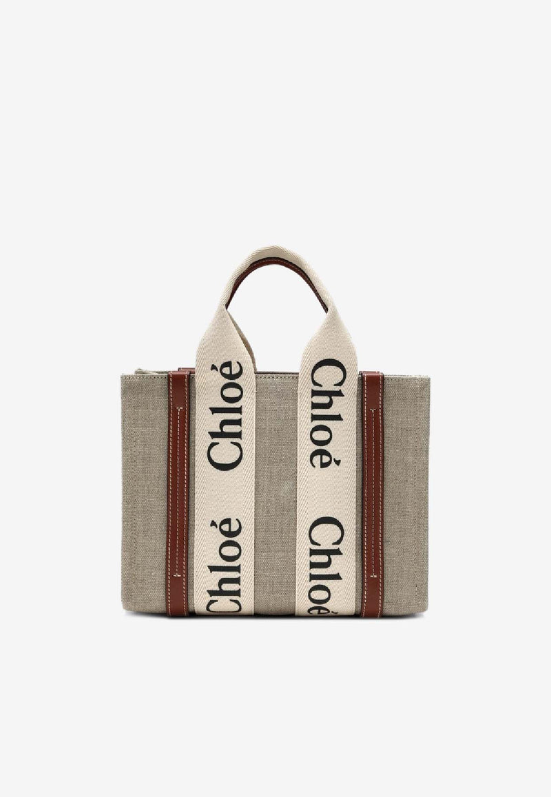 Chloé Small Woody Canvas Tote Bag Beige CHC22AS397I26/S_CHLOE-90U