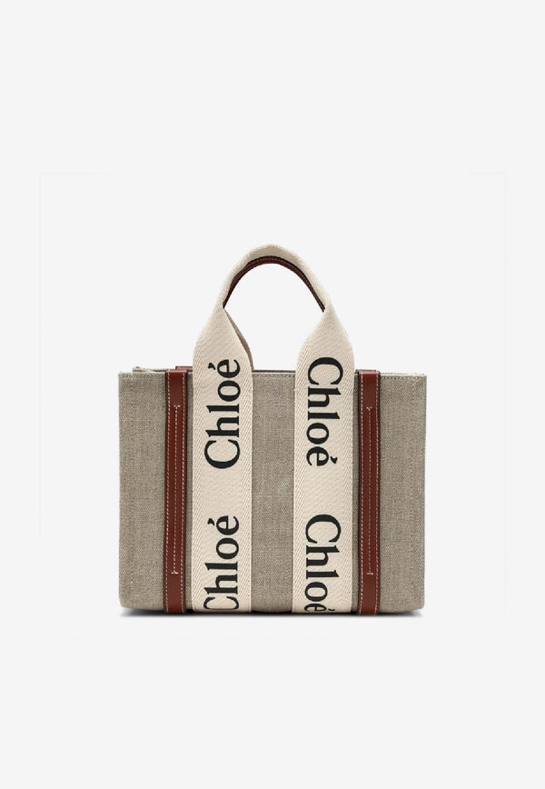 Chloé Small Woody Canvas Tote Bag Beige CHC22AS397I26/S_CHLOE-90U