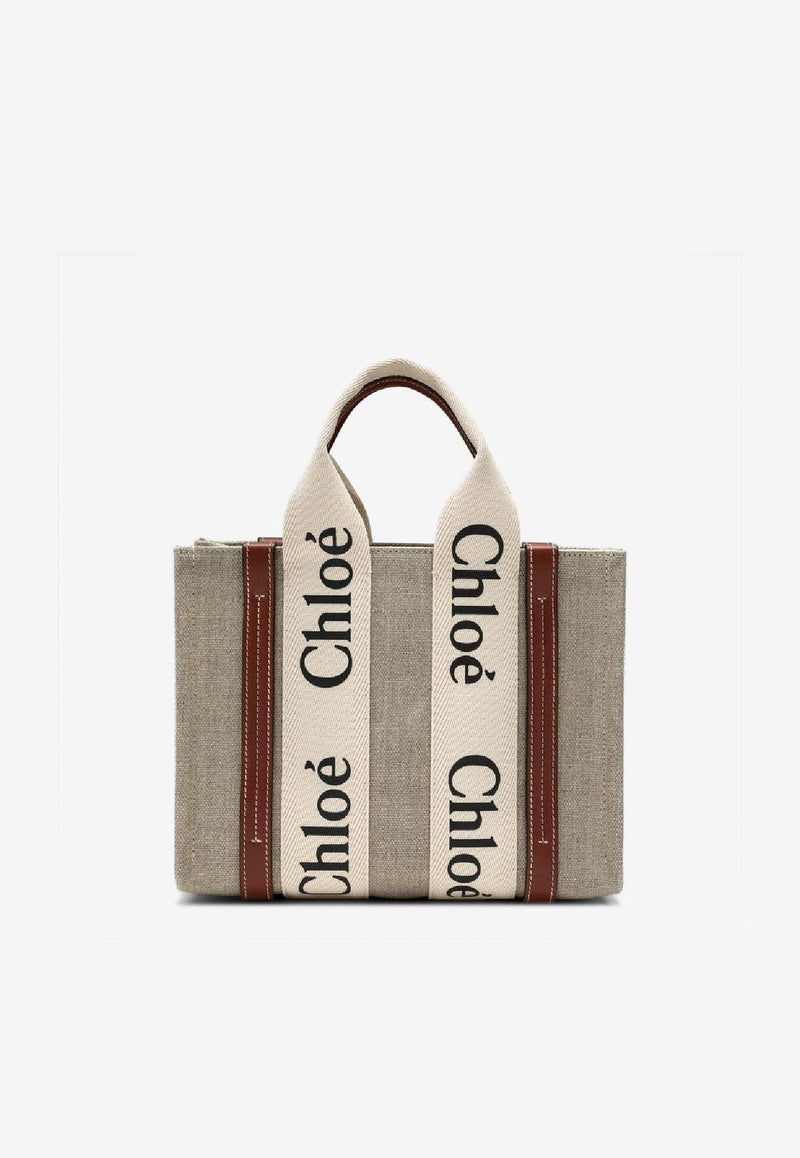 Chloé Small Woody Canvas Tote Bag Beige CHC22AS397I26/S_CHLOE-90U