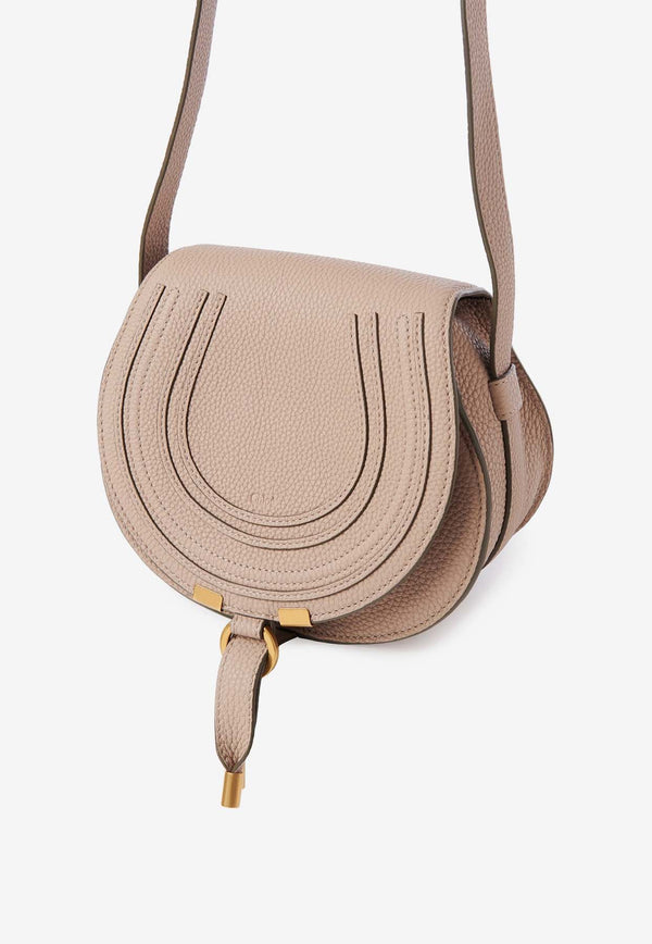 Chloé Small Marcie Grained Leather Crossbody Bag Beige CHC22AS680I3128U Nomad Beige