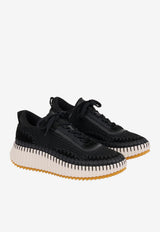 Chloé Nama Suede Stitched Sneakers Black CHC22S579Y0 001