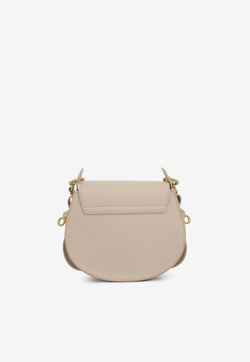 Chloé Small Tess Leather and Suede Crossbody Bag Beige CHC22SS153G316H3 Nude