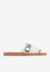 Chloé Woody Logo Print Sandals White CHC22U188Z3WHITE