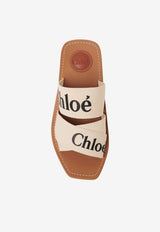 Chloé Woody 45 Linen Mules White CHC22U550Z3 101