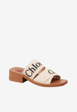 Chloé Woody 45 Linen Mules White CHC22U550Z3 101