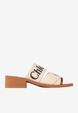 Chloé Woody 45 Linen Mules White CHC22U550Z3 101