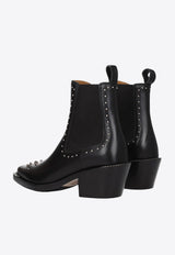 Chloé 60 Studded Leather Ankle Boots Black CHC22W705AV001 BLACK