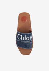 Chloé Logo Woody Sandals CHC23A188FR45D DENIM