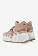 Chloé Nama Platform-Wedge Sneakers Blush CHC23A909Y06L6 Tan Rose