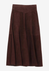 Chloé Suede Midi Skirt Brown CHC23ACJ02_200_27L